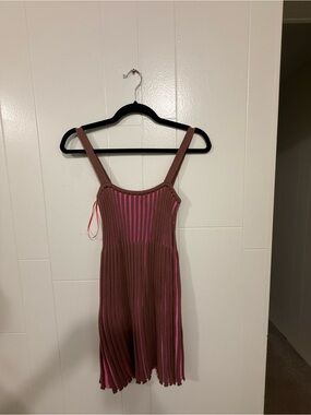 Baobab Collection Brown Dress with Pink Stripes